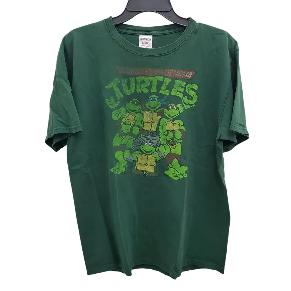 Jerzees High Cotton Y2K Trashed Green Teenage Mutant Ninja‎ Turtles Tee Size L